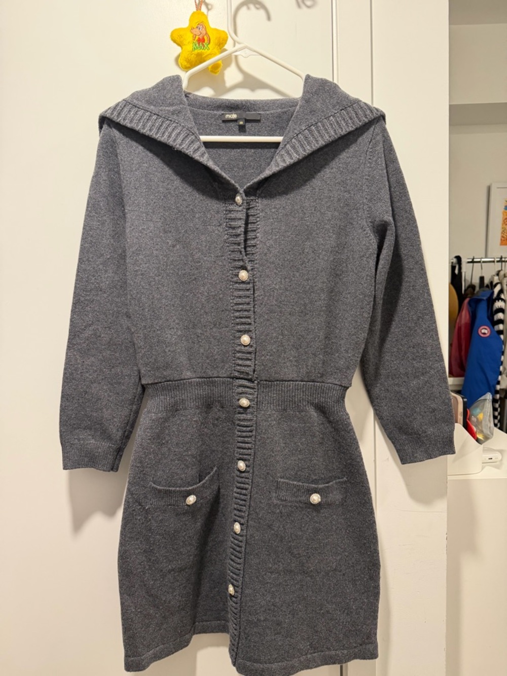 Maje Charcoal Gray Knit Cardigan